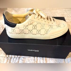 CLOSET CLEANOUT SALE Valentino white silver sparkly sneakers w/original box 8.5